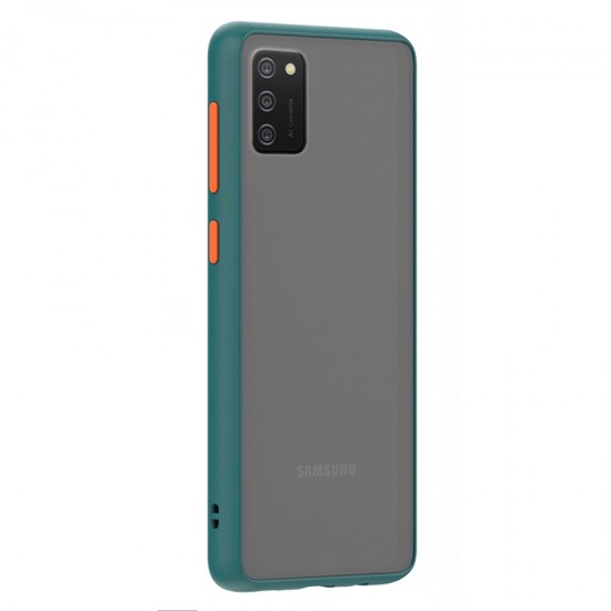 Husa spate pentru Samsung Galaxy A02s - Button Case Turcoaz / Portocaliu