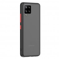 Husa spate pentru Samsung Galaxy A12 - Button Case Negru / Rosu