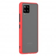 Husa spate pentru Samsung Galaxy A12 - Button Case Rosu / Negru