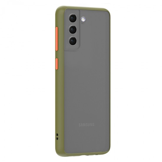 Husa spate pentru Samsung Galaxy S21 - Button Case Army / Portocaliu