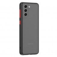 Husa spate pentru Samsung Galaxy S21 - Button Case Negru / Rosu