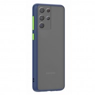 Husa spate pentru Samsung Galaxy S21 Ultra - Button Case Albastru / Verde