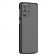 Husa spate pentru Samsung Galaxy S21 Ultra - Button Case Negru / Rosu
