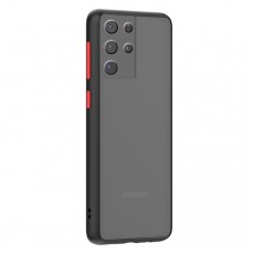 Husa spate pentru Samsung Galaxy S21 Ultra - Button Case Negru / Rosu