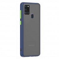 Husa spate pentru Samsung Galaxy A21s - Button Case Albastru / Verde