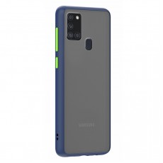 Husa spate pentru Samsung Galaxy A21s - Button Case Albastru / Verde