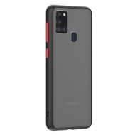 Husa spate pentru Samsung Galaxy A21s - Button Case Negru / Rosu