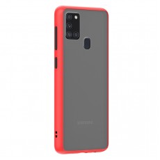 Husa spate pentru Samsung Galaxy A21s - Button Case Rosu / Negru