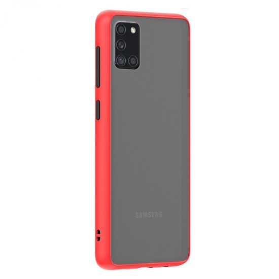Husa spate pentru Samsung Galaxy A31 - Button Case Rosu / Negru