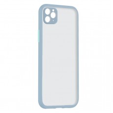 Husa spate pentru iPhone 11 Pro Max - Button Case Gri / Bleu