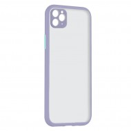 Husa spate pentru iPhone 11 Pro Max - Button Case Mov / Bleu