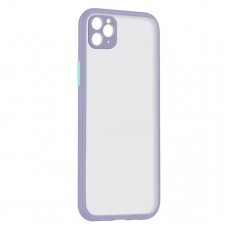 Husa spate pentru iPhone 11 Pro Max - Button Case Mov / Bleu