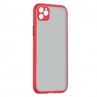 Husa spate pentru iPhone 11 Pro Max - Button Case Rosu / Negru