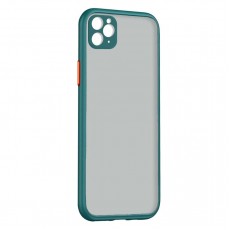 Husa spate pentru iPhone 11 Pro Max - Button Case Turcoaz / Portocaliu