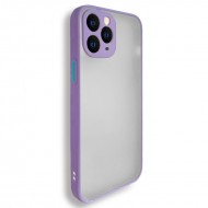 Husa spate pentru iPhone 11 Pro Max - Button Case Mov / Turcoaz