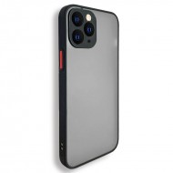 Husa spate pentru iPhone 11 Pro Max - Button Case Negru / Rosu
