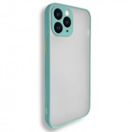Husa spate pentru iPhone 11 Pro Max - Button Case Turcoaz / Verde