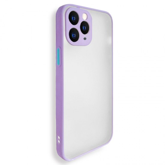 Husa spate pentru iPhone 11 Pro - Button Case Mov / Bleu