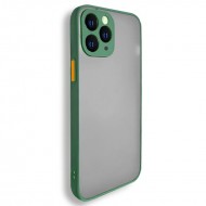 Husa spate pentru iPhone 11 Pro - Button Case Verde Crud / Portocaliu