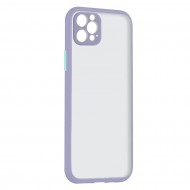 Husa spate pentru iPhone 12 Pro Max - Button Case Mov / Bleu