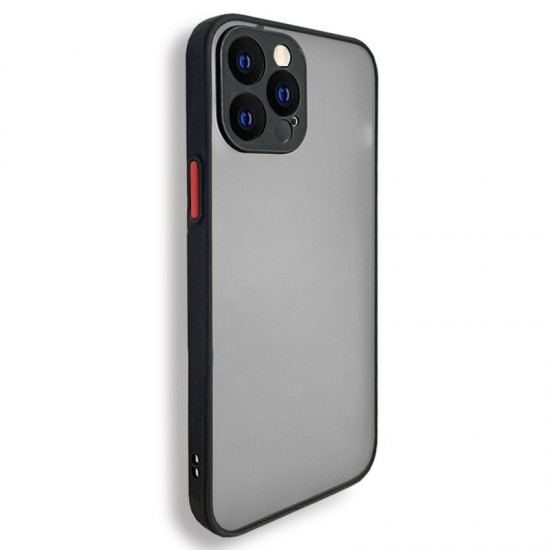 Husa spate pentru iPhone 12 Pro Max - Button Case Negru / Rosu
