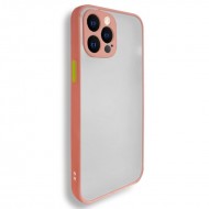 Husa spate pentru iPhone 12 Pro Max - Button Case Roz si Verde