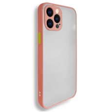 Husa spate pentru iPhone 12 Pro Max - Button Case Roz si Verde