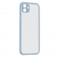 Husa spate pentru iPhone 12 - Button Case Gri / Bleu