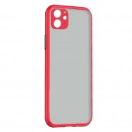 Husa spate pentru iPhone 12 - Button Case Rosu / Negru