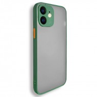 Husa spate pentru iPhone 12 - Button Case Verde Crud / Portocaliu