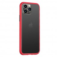 Husa spate pentru iPhone 13 Pro Max - Button Case Rosu / Negru