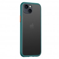 Husa spate pentru iPhone 13 - Button Case Turcoaz / Portocaliu