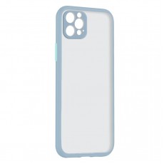 Husa spate pentru iPhone 13 Pro Max - Button Case Gri / Bleu