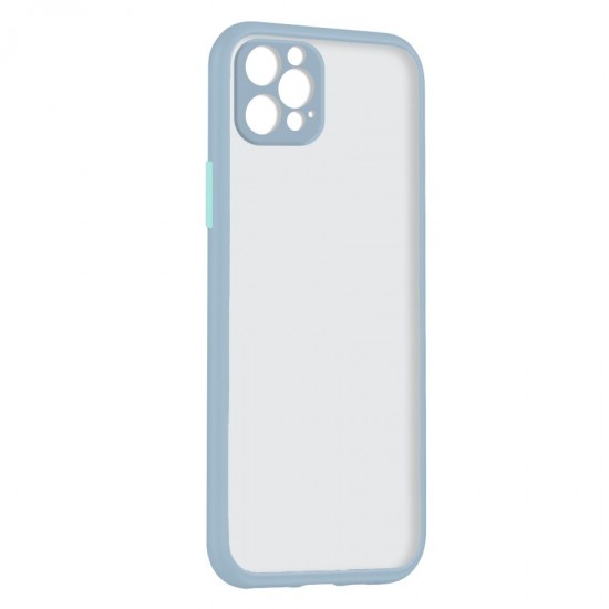 Husa spate pentru iPhone 13 Pro Max - Button Case Gri / Bleu
