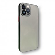 Husa spate pentru iPhone 13 Pro - Button Case Negru / Rosu