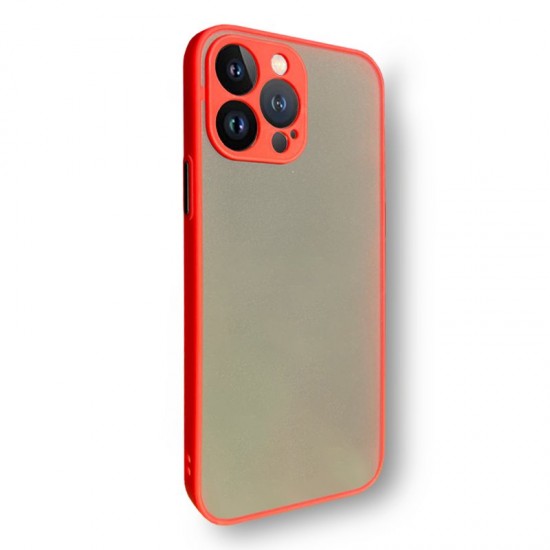 Husa spate pentru iPhone 13 Pro Max - Button Case Rosu / Negru