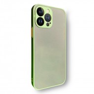 Husa spate pentru iPhone 13 Pro - Button Case Verde si Portocaliu