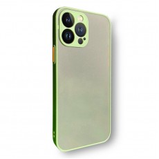 Husa spate pentru iPhone 13 Pro - Button Case Verde si Portocaliu