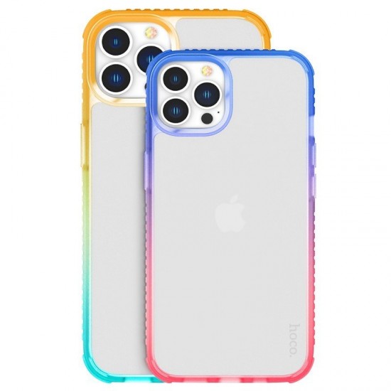 Husa spate pentru Apple iPhone 14 Pro - HOCO Crystal Rosu/Albastru