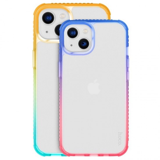 Husa spate pentru Apple iPhone 14 - HOCO Crystal Rosu/Albastru