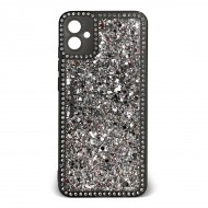 Husa spate pentru Samsung Galaxy A04E- Hermosa Case Negru cu sclipici si cristale