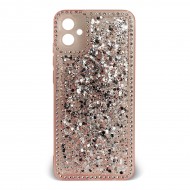 Husa spate pentru Samsung Galaxy A04E- Hermosa Case Roz cu sclipici si cristale