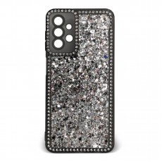 Husa spate pentru Samsung Galaxy A13- Hermosa Case Negru cu sclipici si cristale