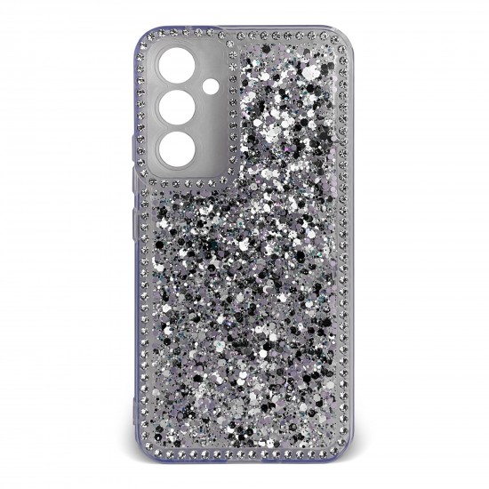 Husa spate pentru Samsung Galaxy A54 5G- Hermosa Case Bleu cu sclipici si cristale