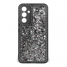 Husa spate pentru Samsung Galaxy A14 5G- Hermosa Case Neagra cu sclipici si cristale