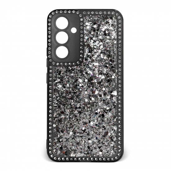 Husa spate pentru Samsung Galaxy A54 5G - Hermosa Case Neagra cu sclipici si cristale