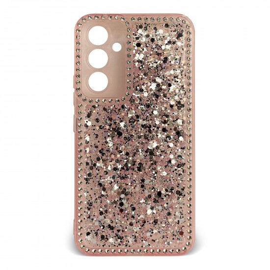 Husa spate pentru Samsung Galaxy A24 - Hermosa Case Roz cu sclipici si cristale