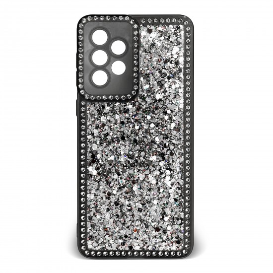 Husa spate pentru Samsung Galaxy A33 5G- Hermosa Case Negru cu sclipici si cristale