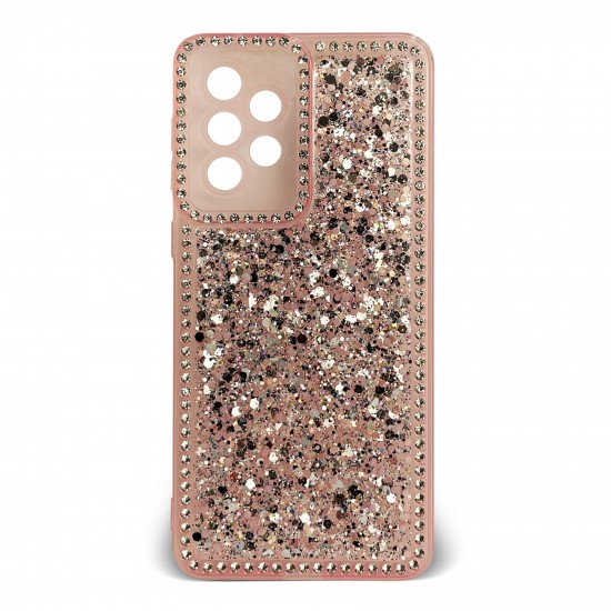 Husa spate pentru Samsung Galaxy A33 5G- Hermosa Case Roz cu sclipici si cristale