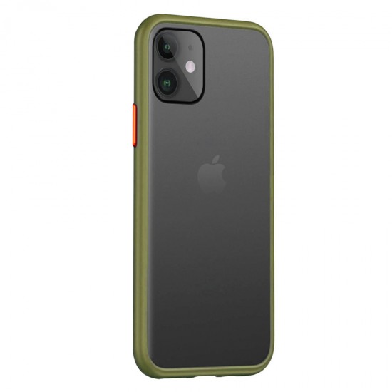 Husa spate pentru iPhone 11 Pro Max - Button Case Army / Portocaliu